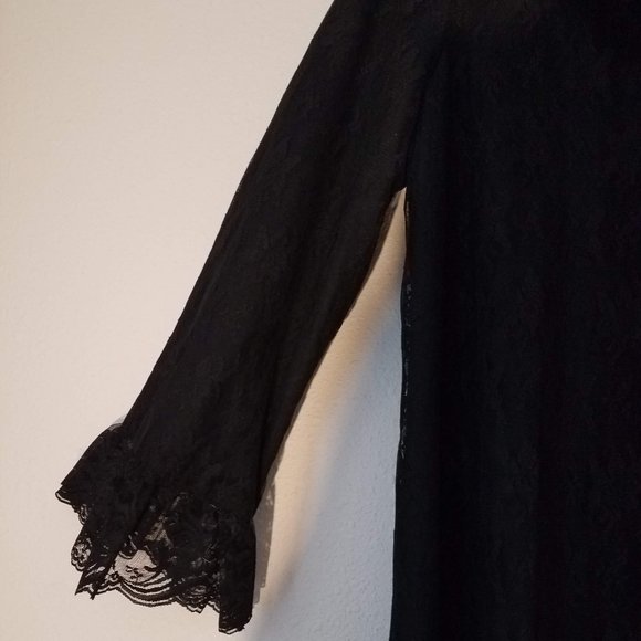 Vintage Black LaceZip Front Gothic Robe XL